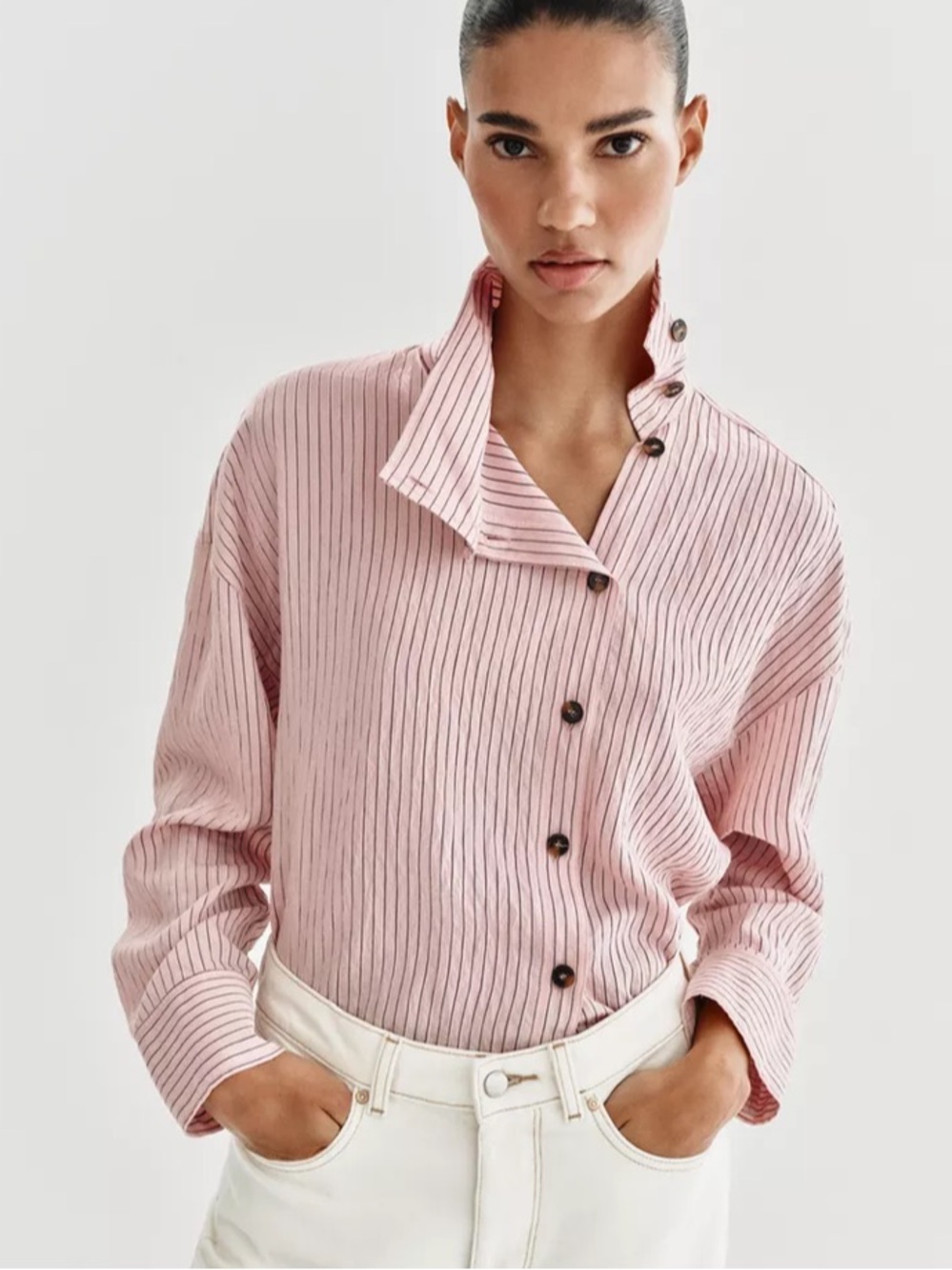 Zara Striped High Neck Shirt - size small - NWT